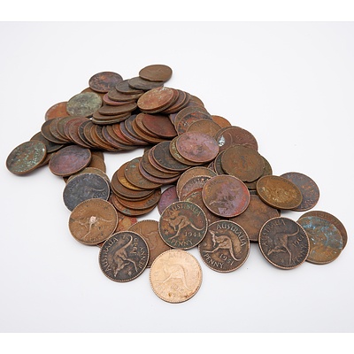 Large Group of Australia King George VI Pennies 1938 Onwards