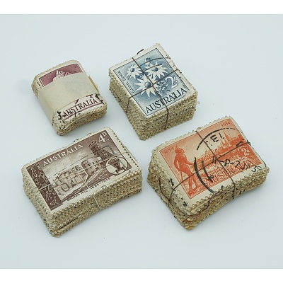 Group of Stamps Including 1883-1958 Australia Broken Hill 4d Stamps, 1834-1934 Australia Centenary of Victoria 2d stamps and More