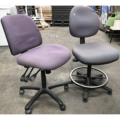 Two Fabric Drafting Chairs