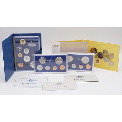 Two 1981 Proof Coin Sets, 1985 Proof Coin Set and 1988 Mint Set