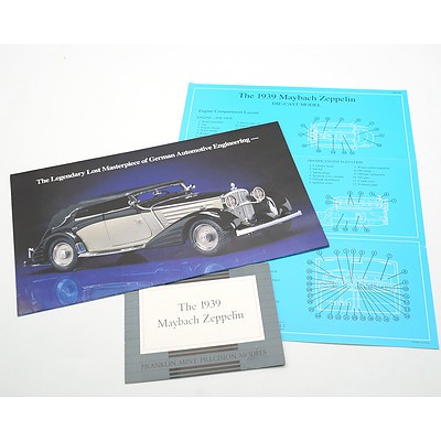 Franklin Mint 1:24 Diecast, 1939 Maybach Zeppelin with COA