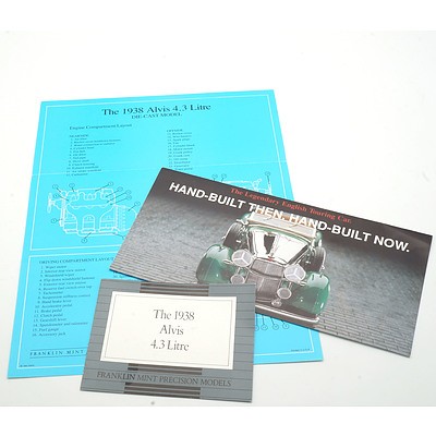 Franklin Mint 1:24 Diecast, 1938 Alvis 4.3 Litre with COA