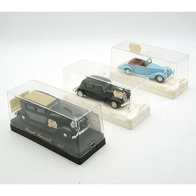 Three Cased Age D'or Solido Models, Including Citroen 15 Cv, Talbot T23 and Renault Reinastella