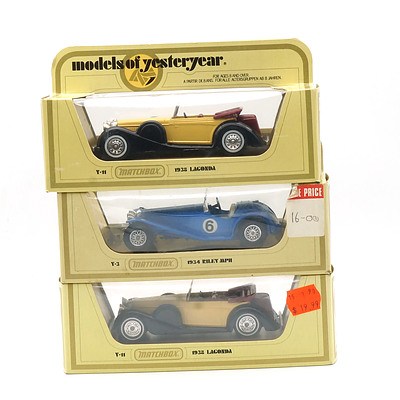 Boxed Matchbox Models of Yesteryear 1938 Lagonda, 1934 Riley MPH and 1938 Lagonda