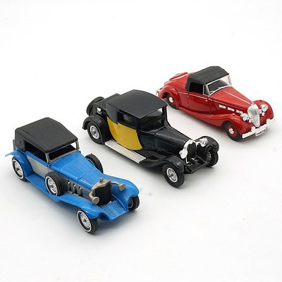 Two Matchbox Models of Yesteryear and a Matchbox Dinky, Including 1928 Bugatti Type 44, 1939 Triumph Dolomite and 1928 Mercedes Benz 'SS'