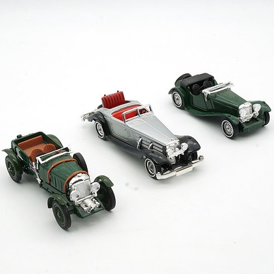 Three Matchbox Models of Yesteryear, Including 1938 Jaguar SS100, 1930 Bentley and 1957 Mercedes Benz 540K