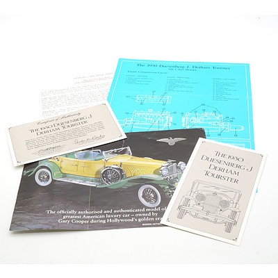Franklin Mint 1:24 Diecast 1930 Duesenber J Derham Tourster with COA