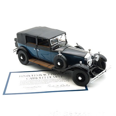 Franklin Mint 1:24 Diecast 1929 Rolls Royce Phantom I Cabriolet De Ville with COA