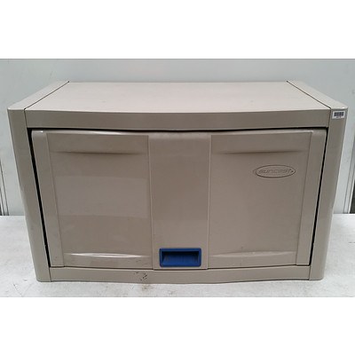 Beige Plastic Suncast Storage Unit