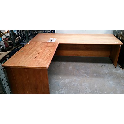Large Wooden L Shaped Office Desk