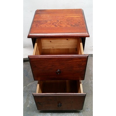 Dark Brown Timber Nightstand with Drawers