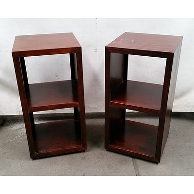 Pair of Dark Timber Bookshelves