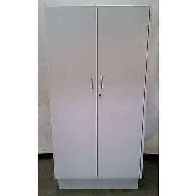 Large White Melamine 2 Door Storage Cabinet