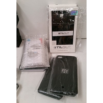 Large Lot of Assorted Phone Accessories including: Apple Earpods, Car USB Chargers, more earphones and Assorted Blackberry Cases and Screen Protectors