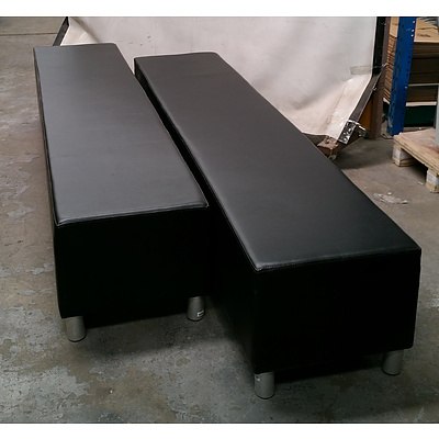 Two Black Leather Bench Seats