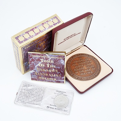 Royal Australian Mint Bronze Commemorative Medallion, Tomb of the Unknown Soldier