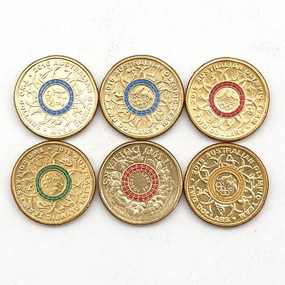 Six 2016 Australian Olympics Team $2 Coins