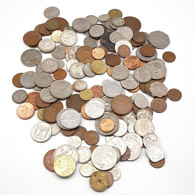 Group of Australian and International Coins, Including 1967 Two Shillings, 1951 Penny and More