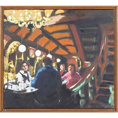Wendy Sharpe (1960-) Spanish Bar, Oil On Canvas