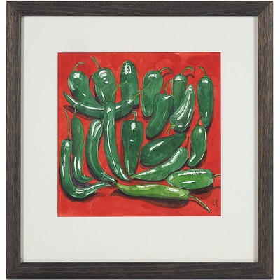 Dorothy Filshie (Dates Unknown) Green Chilli Portrait, Watercolour