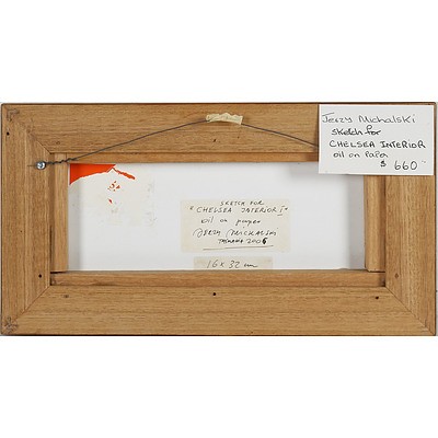 Jerzy W. Michalski (Poland, Australia 1949-) Chelsea Interior I, Ochre On Paper