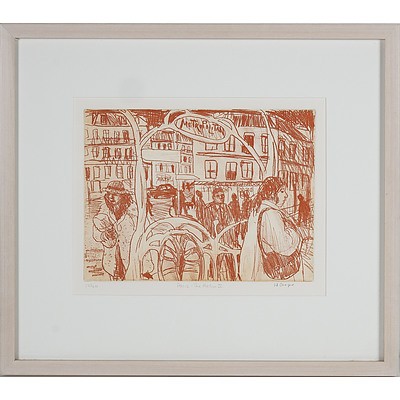 Wendy Sharpe (1960-) Paris - Metro II, Sepia Etching Edition 12/40