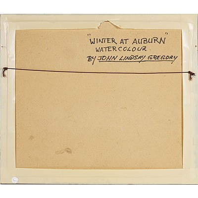 John Lindsay Gregory (Dates Unknown) Winter at Auburn, Watercolour