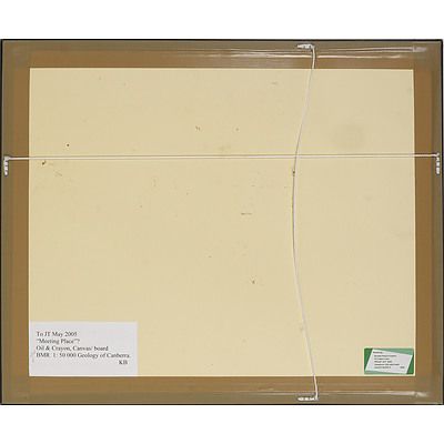 Artist Unknown, Meeting Place, Oil And Crayon On Board