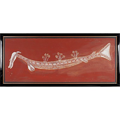 Lofty Nabardayal Nadjamerrek (1926-2009) Ngalyod Djang The Rainbow Serpent, Natural Earth Pigments on Arches Paper