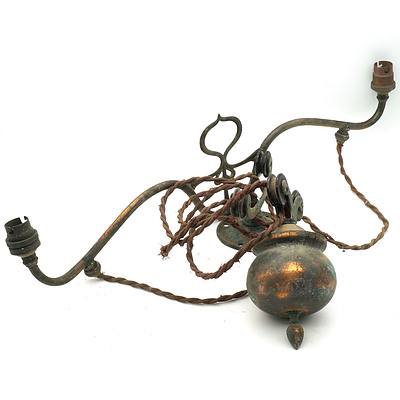 Victorian Copper Coloured Tin Rise and Fall Electrolier