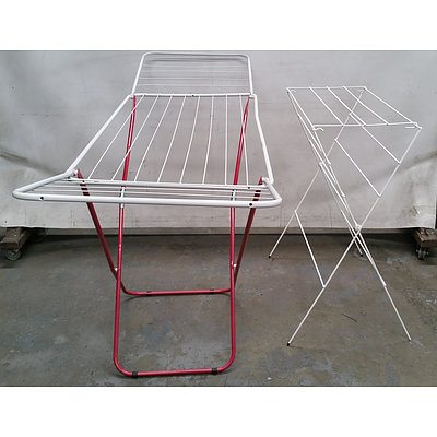 Pine Blanket Box, Two Pine Stools, One Small Stool and Two Clothes Airers