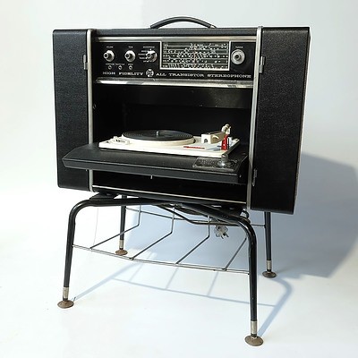 High Fidelity PE All Transistor Stereophone Blackbox with Fold Down Garrard Turntable