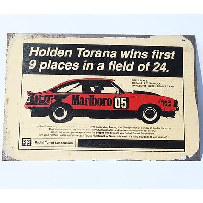 Four Holden Memorabilia Metal Posters