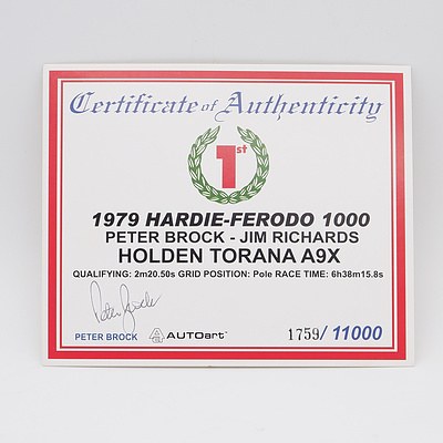 Framed Peter Brock Australia's Greatest Touring Car Driver Memorabilia *Signed COA*