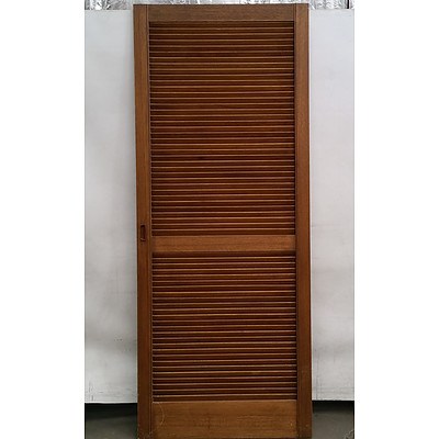 Three Wooden Louver Doors and a Hat Stand/ Coat Rack