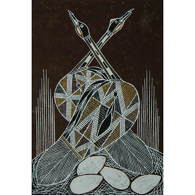 Aboriginal School, Three Works, Barramundi, Jabiru & Eggs, Nesting Birds