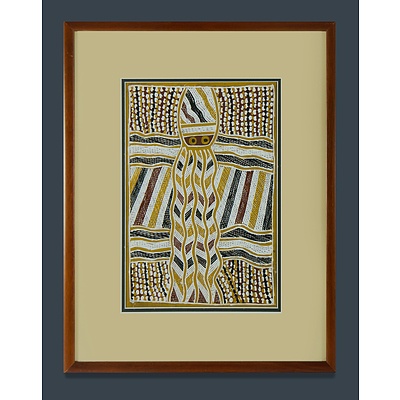 DHAMARRANDJI Milminyina 'Octopus' with Label for Nambara Arts & Crafts & Artist Unknown 'Squid or Octopus'