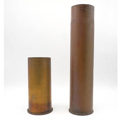Two World War One Brass Artillery Shell Cases