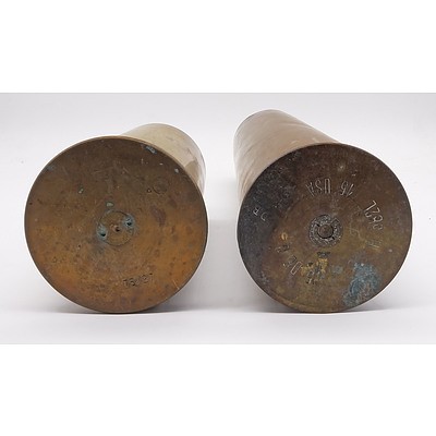Two World War One Brass Artillery Shell Cases