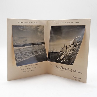 Crested Signed Engagement Photo of Louis Mountbatten, 1st Earl Mountbatten of Burma and Countess Edwina Ashley, Ebonized Frame Crested with Mountabatten Arms