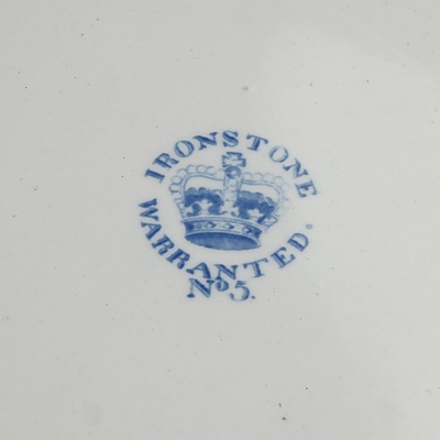 Group of Victorian Hand Painted Serving Ware Including Ironware and Wood & Sons