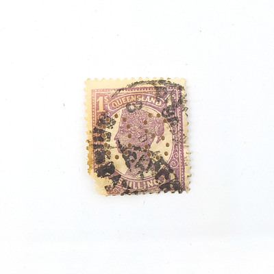 Queen Victoria Queensland One Shilling Stamp