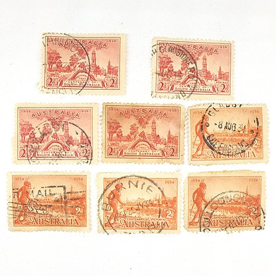 Four 1934 Centenary of Victoria 2 Pence Stamps and Four 1936 Centenary of South Australia 2 Pence Stamps