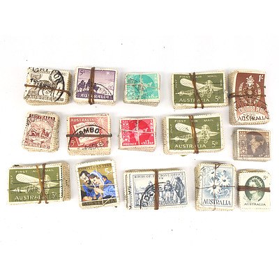 Fifteen Bulk Lots Australia and India Pre-Decimal Stamps