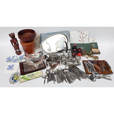 Silver Plate Spoons, Serviette Holders, Gravy Pourer, Stainless Steel Cutlery Serving Dishes, Placemats and Coasters, Statues, Figures and More