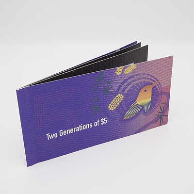 Two Generations of $5.00 Banknotes