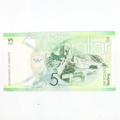 Five Pound Sterling Gibraltar Banknote - First Prefix
