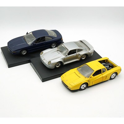 Revell 1:24 Porsche 959, Revelle 1:24 BMW 850i and Revell 1:24 Ferrari Testarossa