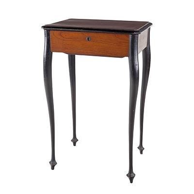 Unusual Australian Cedar Work Table with Japanned Legs Side (Locked), Late 19th Century