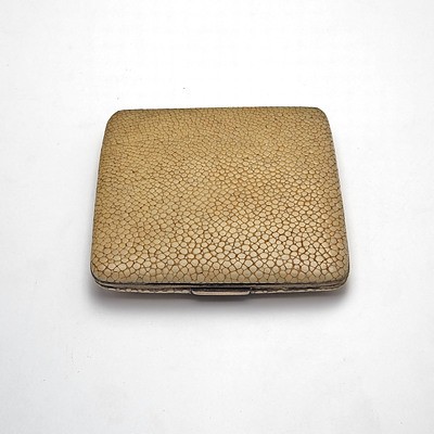 English Shagreen and Gilt Lined Cigarette Case, British Early 20th Century
